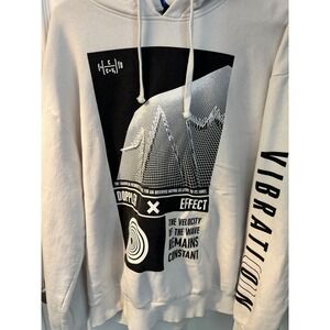H&M Divided Beige Graphic Print‎ Hoodie Sweatshirt Large Doppler Effect